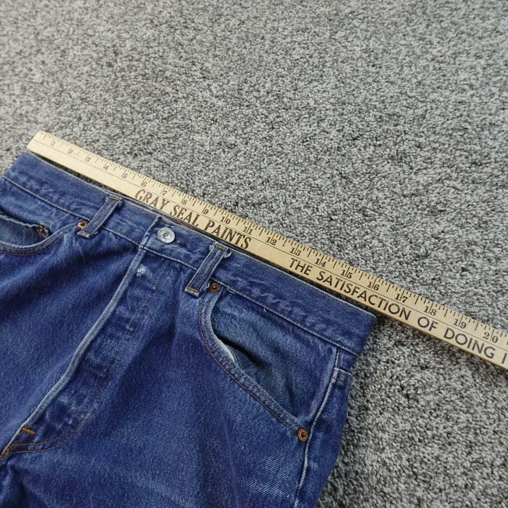VTG Levis Jeans Mens 32X35 Dark Blue Denim Pants 501 Button Fly USA Fade 70s 80s